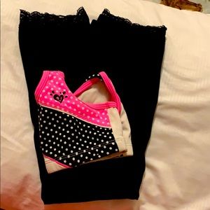Soft black pants with pink shirt